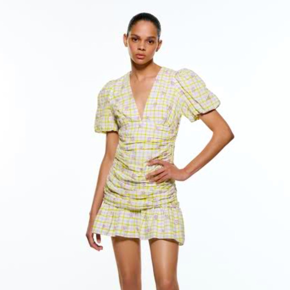 ZARA Checkered Draped Dress size XS